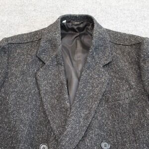 Falcone Vintage Mens Charcoal Wool Double Breasted Overcoat Made in USA Size 48‎